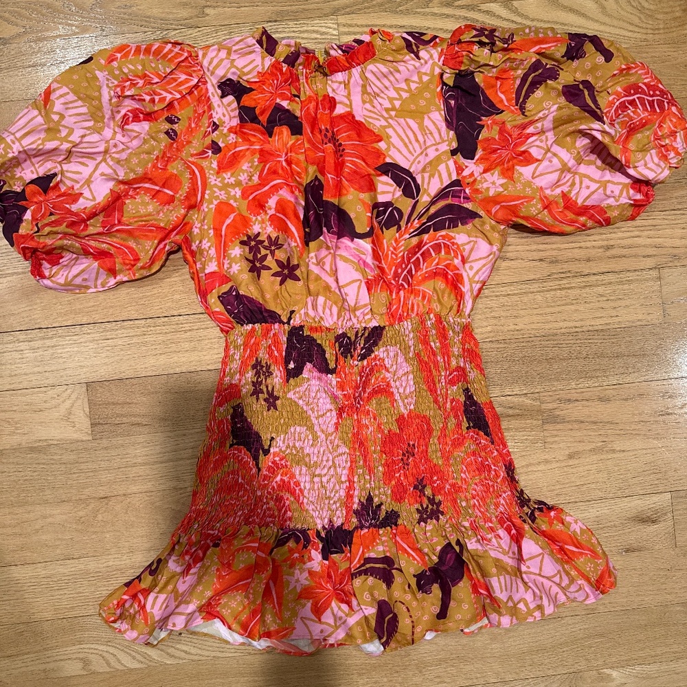 FARM Rio Pink Orange Floral Mini Dress